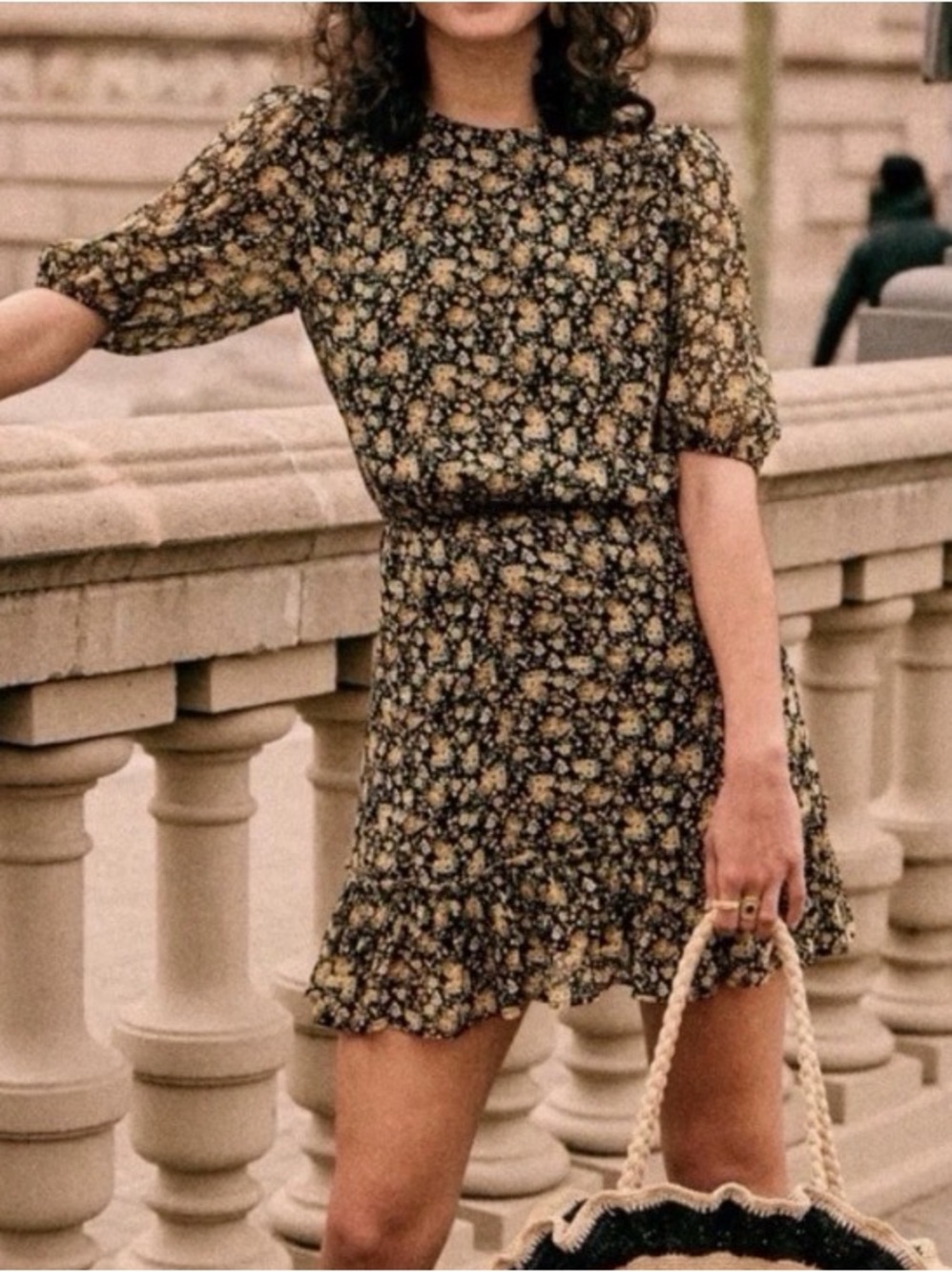 Sezane Margot mini floral dress 34 or xs floral